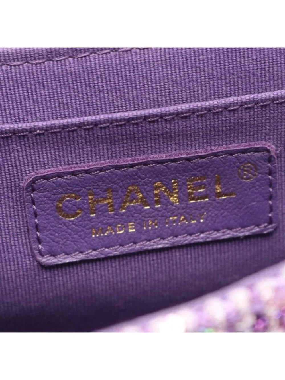 Chanel Shoulder Bag Quilted Top Handle Purple Fabric